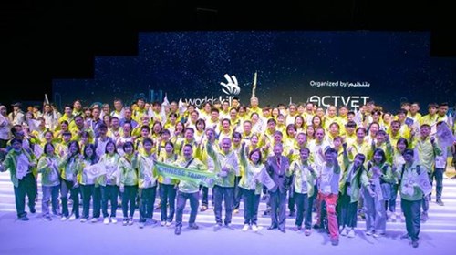 Group photo of the Taiwan delegation during the WorldSkills Asia Abu Dhabi 2023 Competition