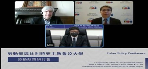 Vice-Rector Peter Lievens of KU Leuven, Ambassador  Tsai Ming-Yen of the Taipei Representative Office in the EU and Belgium, and Wang Shang-Chih, Deputy Minister, Ministry of Labor jointly delivered the opening address